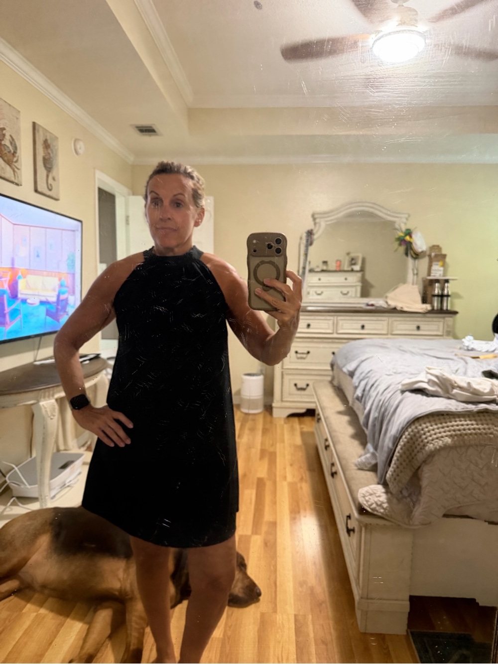 Black Sleeveless Halter Shift Dress